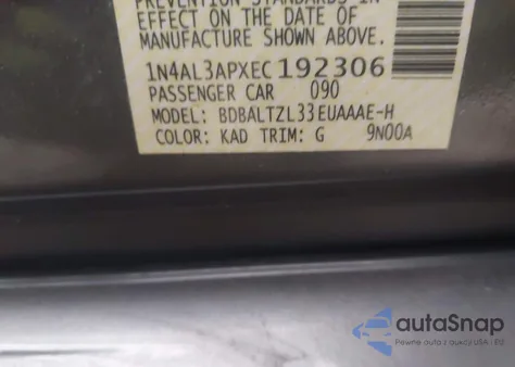 2014 Nissan Altima 2.5 Sv from USA, damaged, VIN 1N4AL3APXEC192306